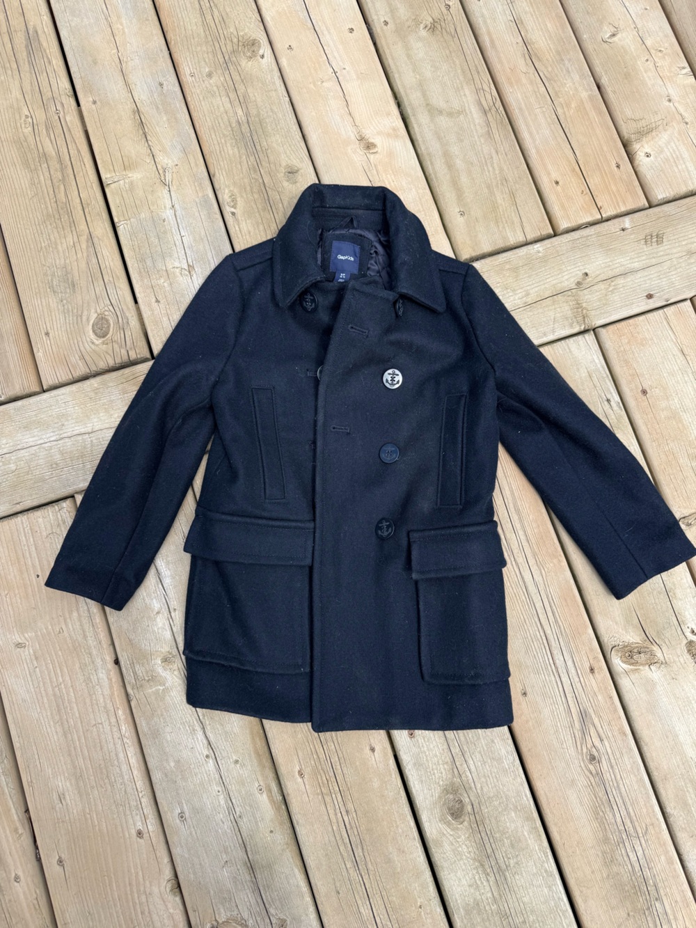 GAP Black Wool-Blend Kids Peacoat